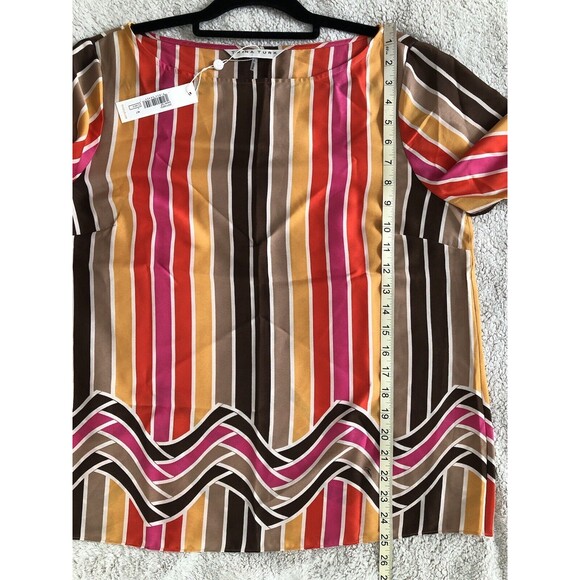 Trina Turk Dawn Top Womens Large Retro Stripe Mod 60s 70s Colorful Disco Party - Picture 10 of 11